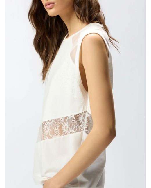 Pinko White Top With Lace Details