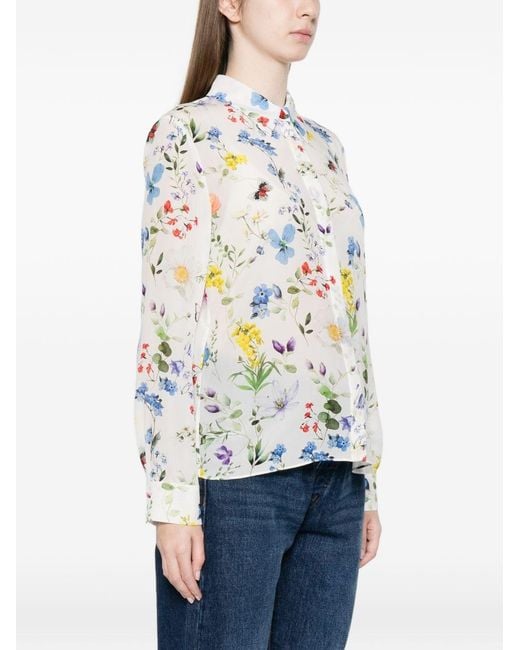 Alice + Olivia White Willa Printed Blouse