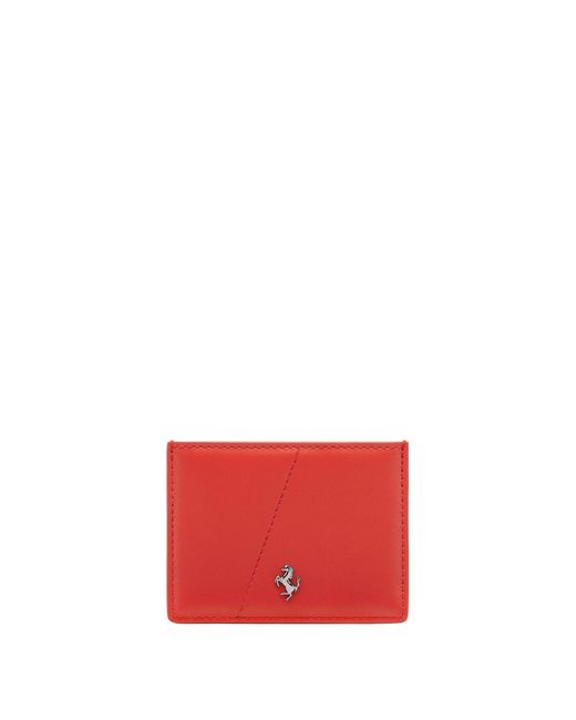 Ferrari Red Leather Card Holder for men
