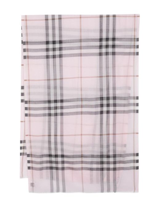 Burberry Gray Giant Check Wool And Silk Blend Scarf