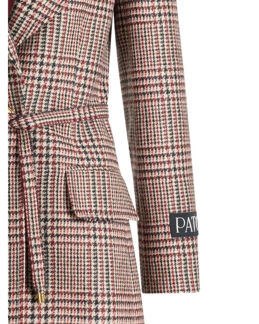 Patou Brown Jqacket With Belt And Pockets