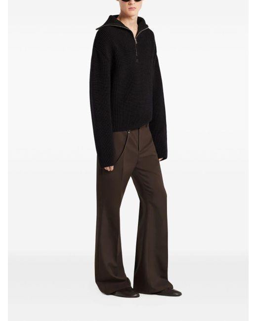 Courreges Black Zipped Wool Sweater