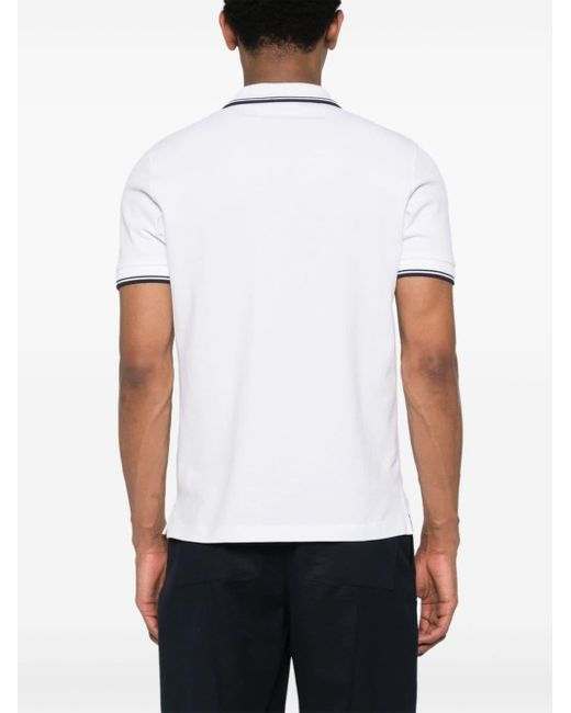 Fay White Embroidered-logo Polo Shirt for men