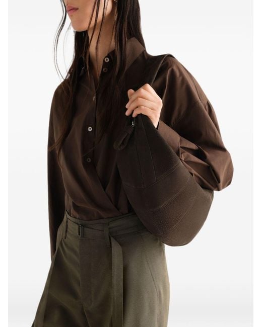 Lemaire Gray Fortune Croissant Leather Shoulder Bag