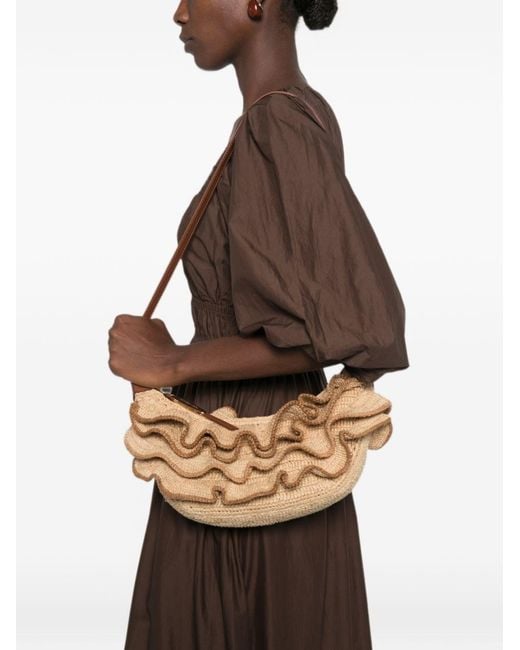 Zimmermann White Goldentime Rafia Shoulder Bag