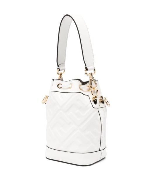 Fendi White Mon Tresor Mini Leather Bucket Bag
