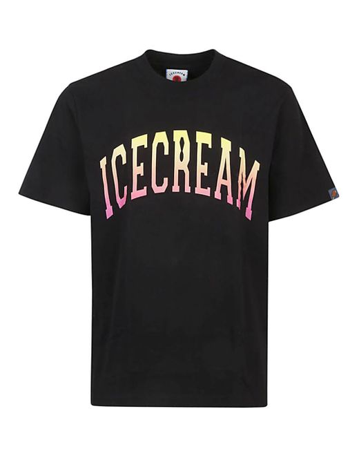 ICECREAM Black Logo Cotton T-Shirt for men