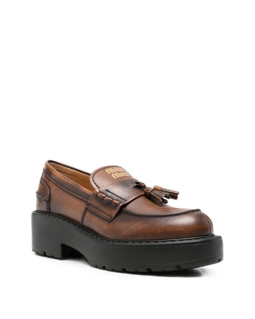 Miu Miu Brown Leather Loafers