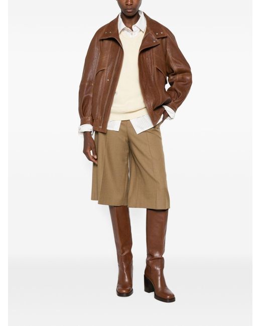 Max Mara Natural Wool Bermuda Shorts