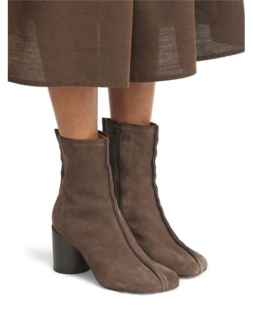 MM6 by Maison Margiela Brown Leather Ankle Boots