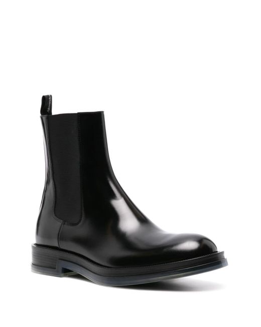 McQueen Black Calf Leather Chelsea Float Boots for men