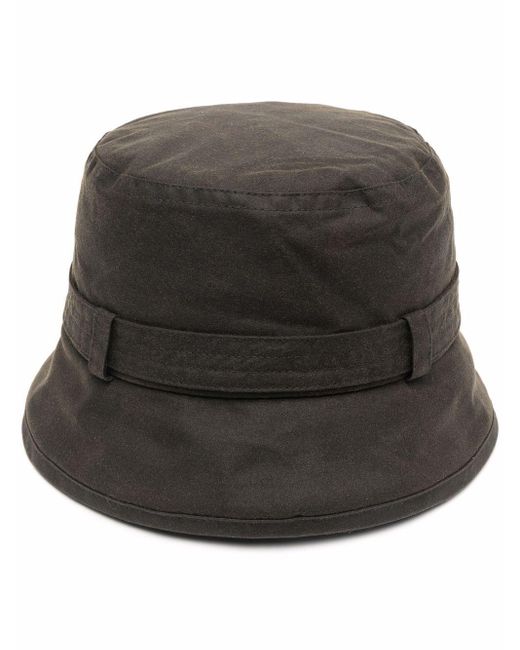 Barbour Black Buckle-detail Waxed Bucket Hat