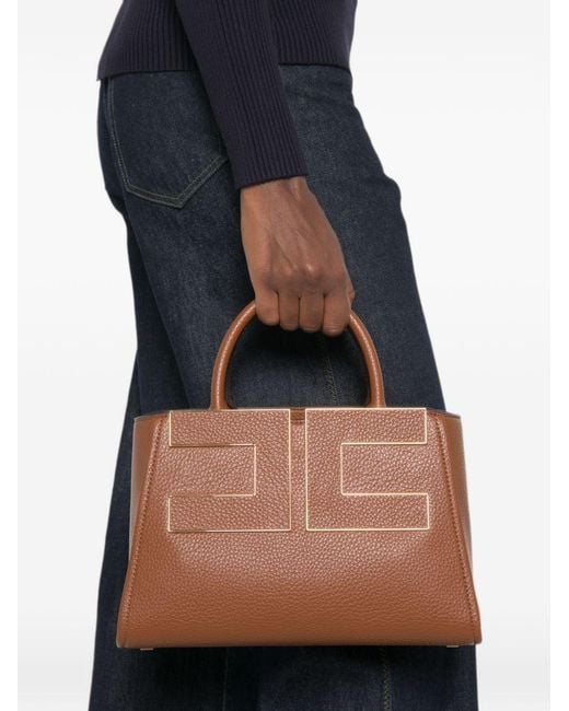 Elisabetta Franchi Brown Faux Leather Tote Bag