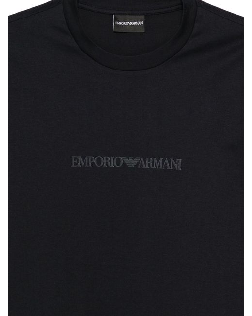 Emporio Armani Blue Logo Cotton T-Shirt for men
