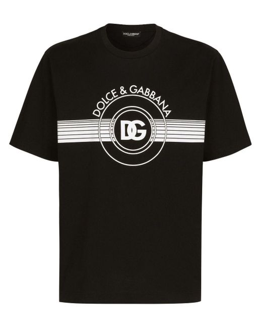 T-shirt nera con stampa logo di Dolce & Gabbana in Black da Uomo