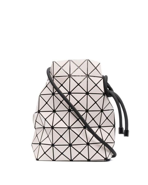 Issey Miyake White Geometric-Pattern Drawstring Shoulder Bag