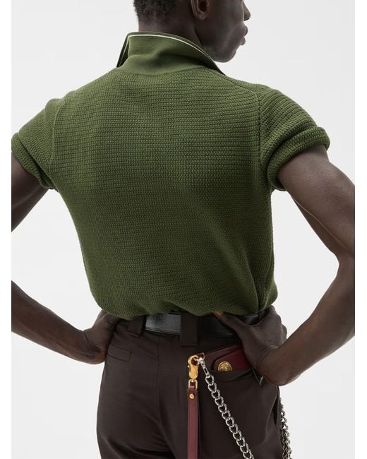 Versace Green Cotton Knit Shirts for men