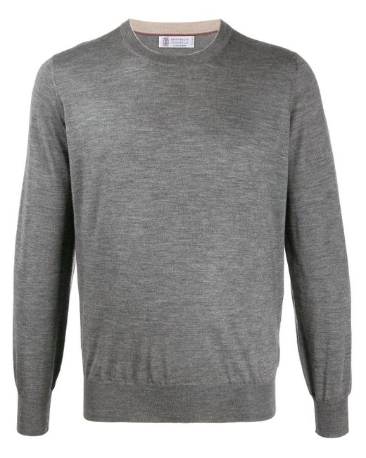 Brunello Cucinelli Gray Crewneck Sweater for men