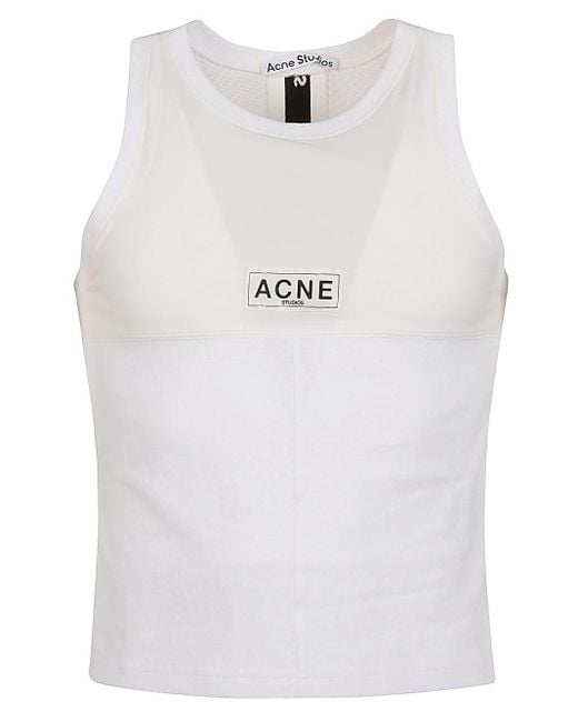 Acne White Logo Tank Top for men