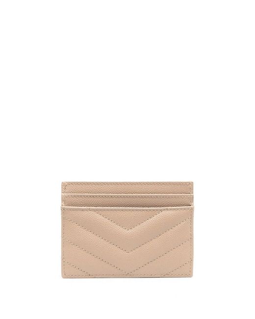 Porta Carte Di Credito Cassandre di Saint Laurent in Natural