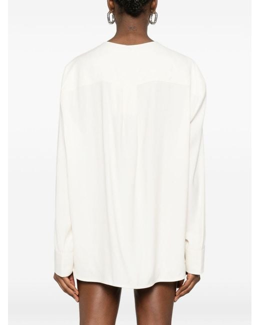 Totême White V-Necked Blouse
