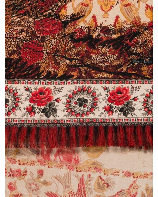 Pierre Louis Mascia Brown Printed Silk Scarf