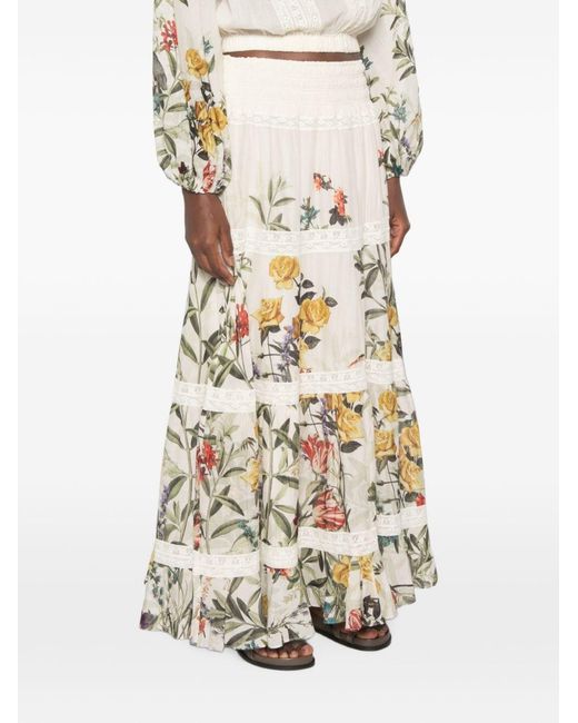 Alice + Olivia White Stevie Printed Maxi Skirt