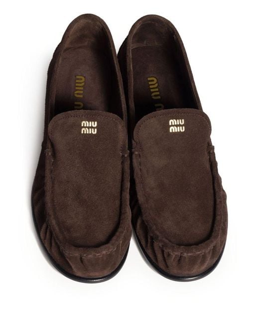 Miu Miu Brown Suede Leather Loafers