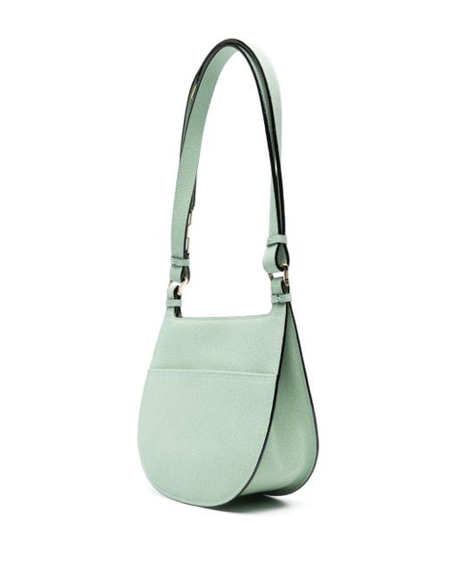 Valextra Green Small Leather Hobo Bag