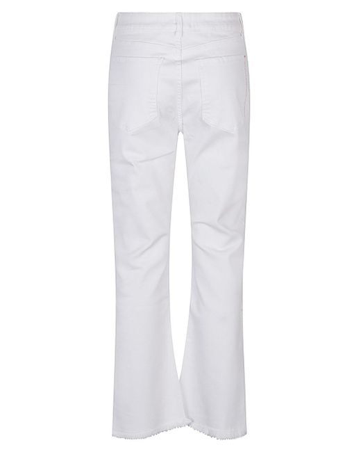 Jeans Cropped A Zampa In Denim di Liviana Conti in White