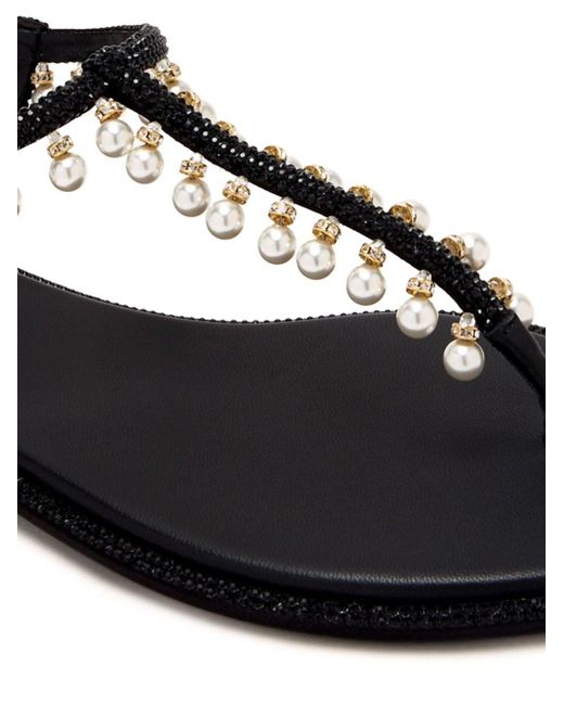 Rene Caovilla Black Diana Pearls Sandals