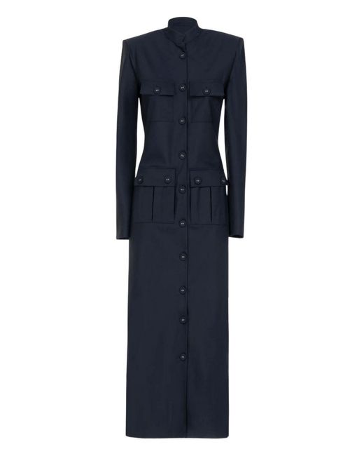 LES FILLES D'EVA Blue Wool Pocket Dress