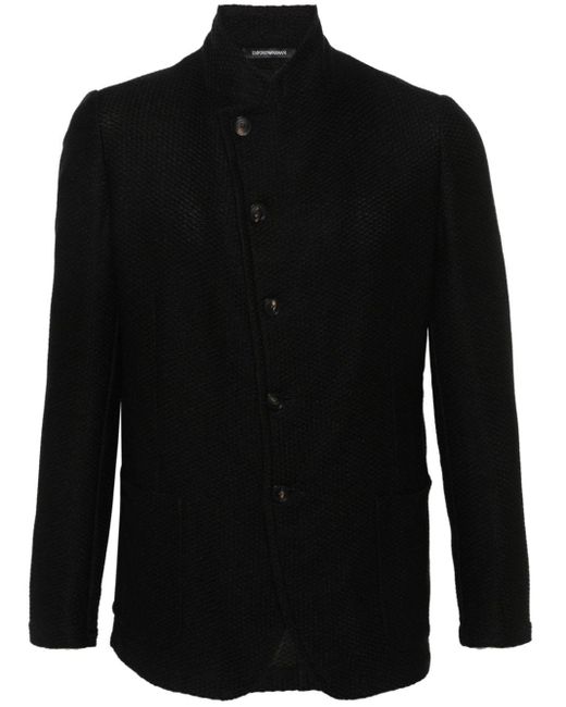 Emporio Armani Black Knitted Single-breasted Jacket for men
