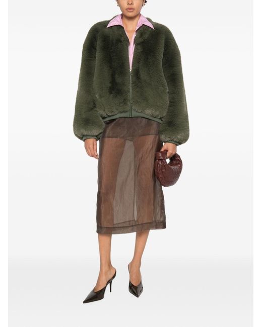 Frankie Shop Green Senna Faux Fur Jacker