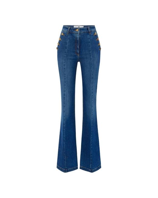 Elisabetta Franchi Blue Flared Leg Denim Jeans