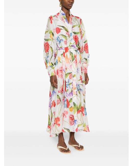 Lavi White Printed Long Dress