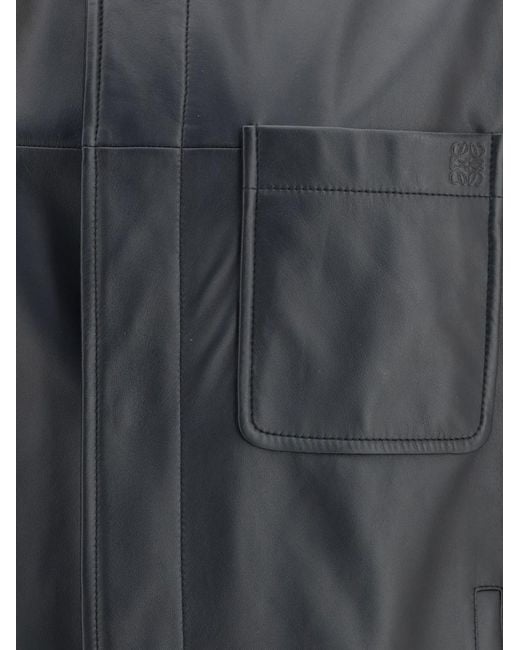Loewe Gray Leather Shirt for men
