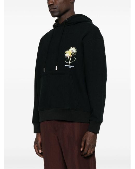 Wooyoungmi Black Palm Tree Hoodie for men