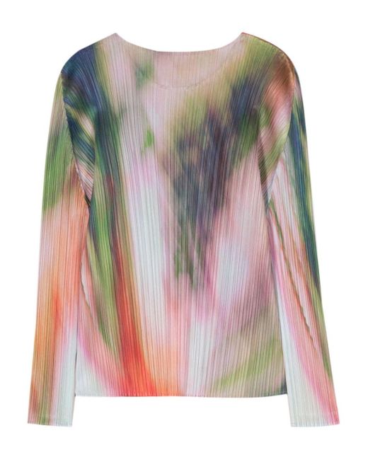 Pleats Please Issey Miyake Pink Printed Pleated Sweater