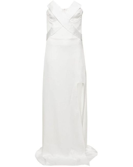 Genny White Strapless Satin Gown