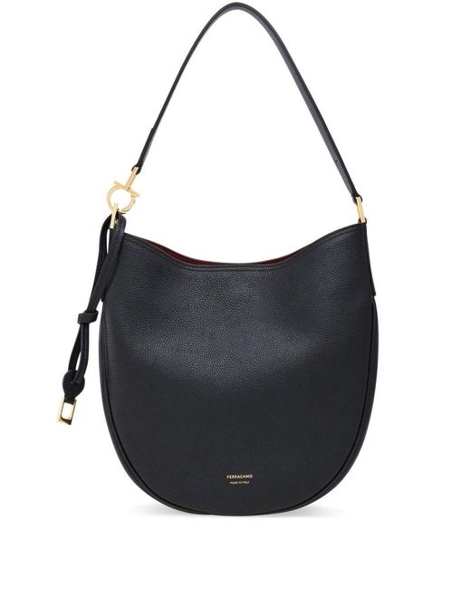 Ferragamo Black Medium Leather Hobo Bag