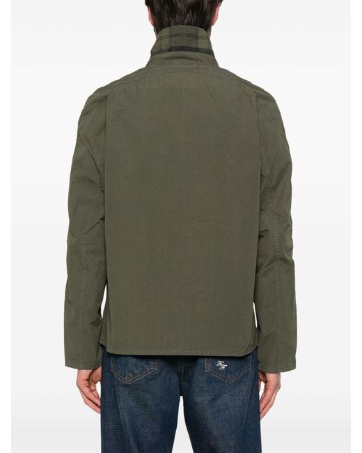 Barbour Green Stylish Front Press-Stud And Zip Fastening Coat For for men