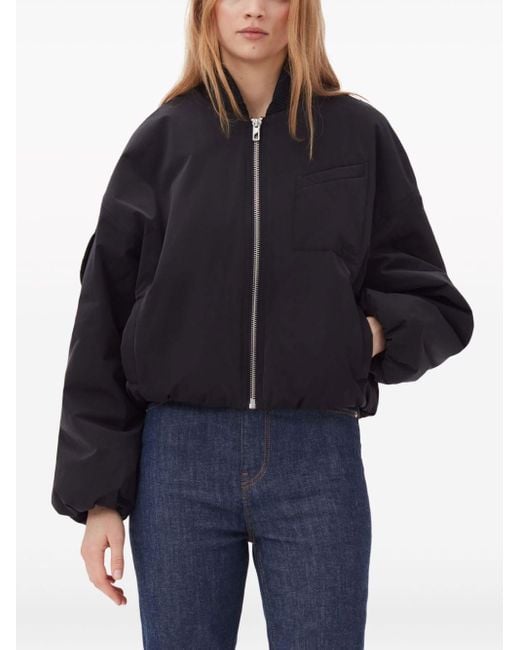 Ganni Black Overszied Short Bomber Jacket