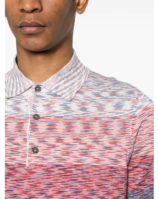 Missoni Pink Tie-dye Print Cotton Polo Shirt for men