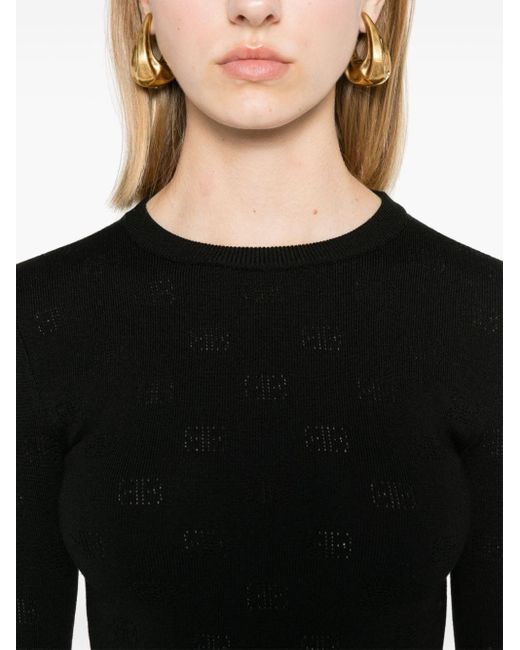 Balenciaga Black Open-Knit Wool Top