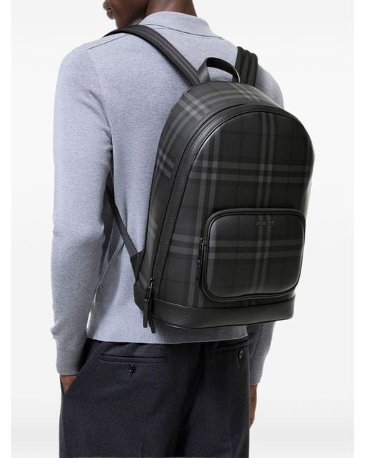 Burberry Black Check Backpack for men