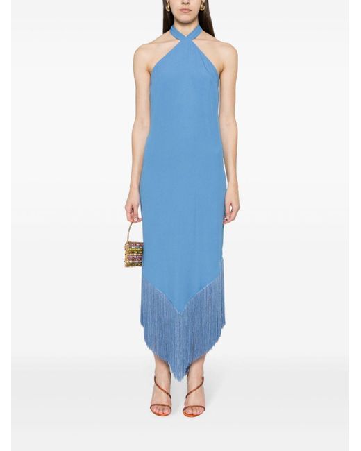 ‎Taller Marmo Blue Mini Del Mar Fringed Mini Dress
