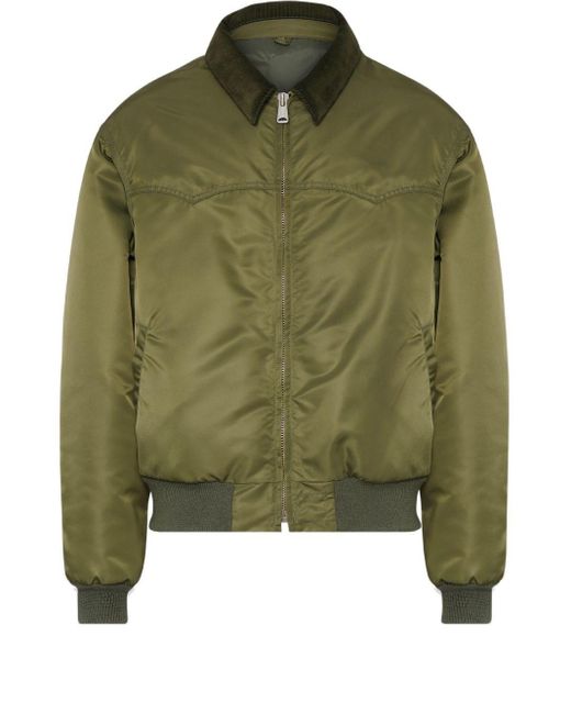 Maison Margiela Green Bomber Jacket With Velvet And Corduroy Collar for men