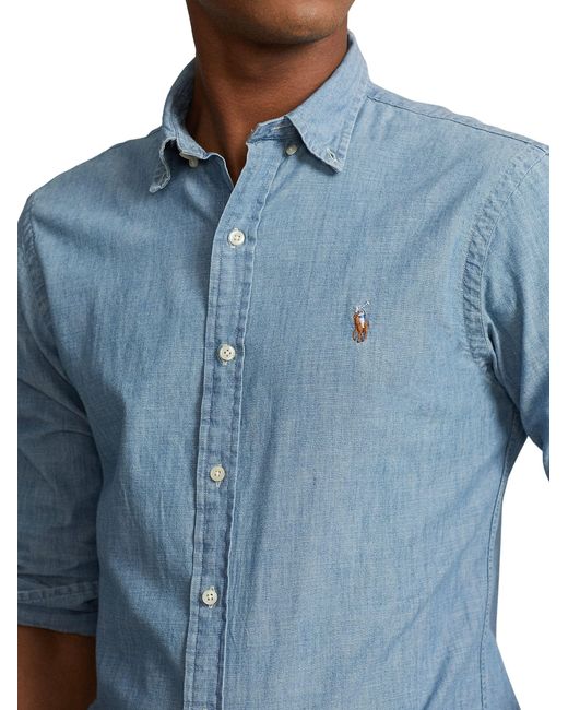 Polo Ralph Lauren Blue Slim Fit Chambray Shirt for men