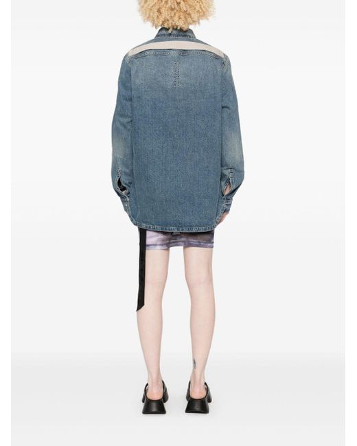 Giacca-Camicia Denim di Rick Owens in Blue